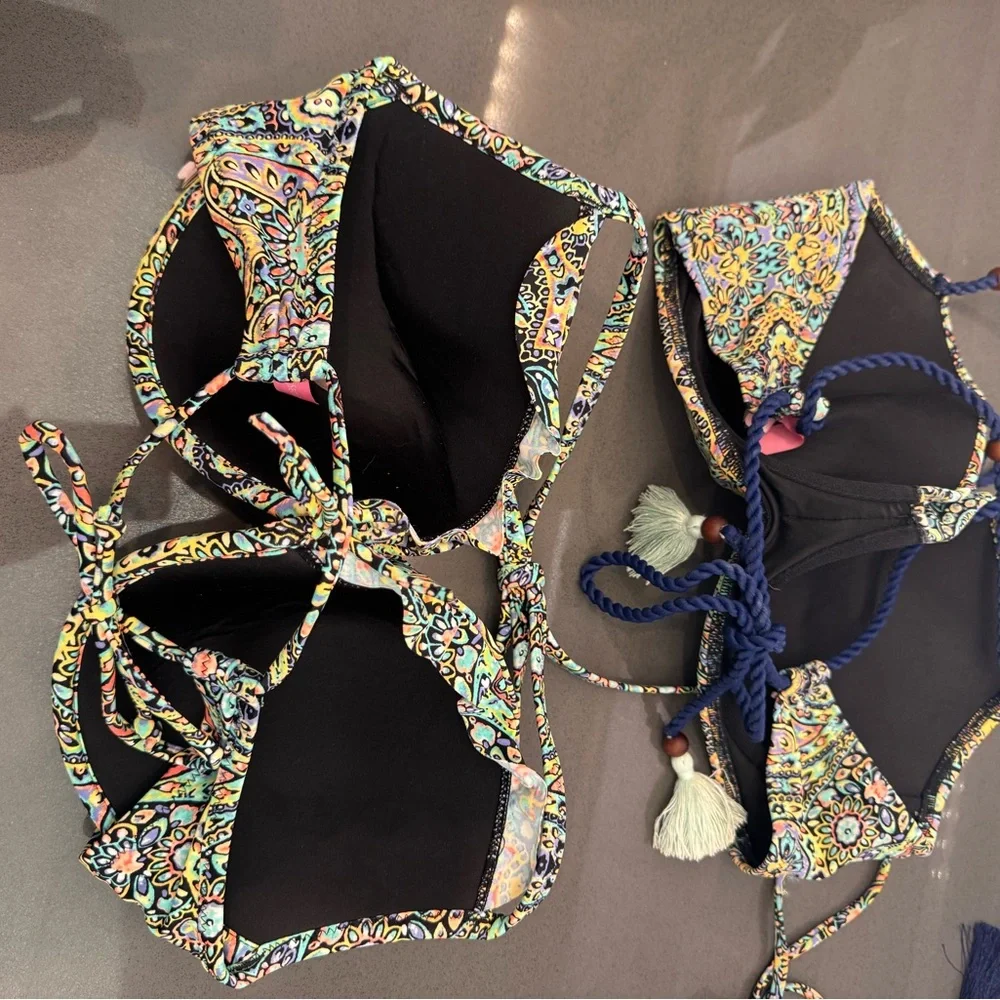 Victoria's Secret Multicolor Paisley Bikini Set - Blue, Yellow, Pink, Green - Picture 4 of 5